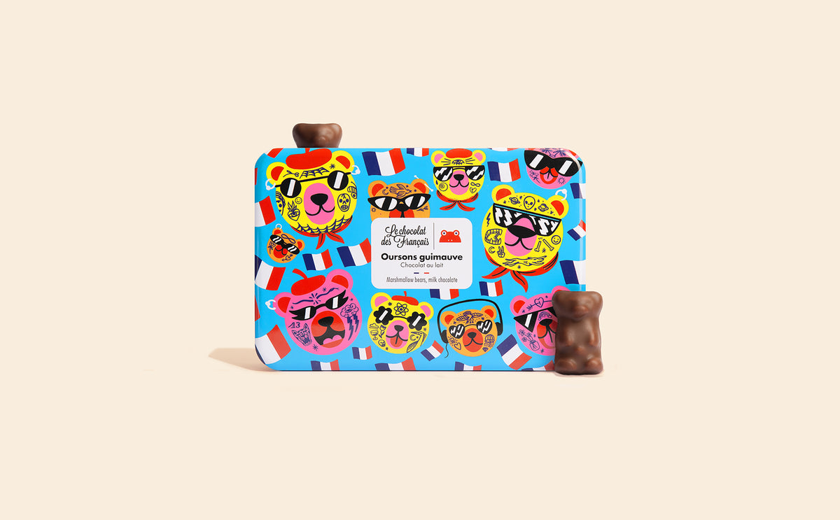 Coffret 12 oursons guimauve chocolat au lait - packshot