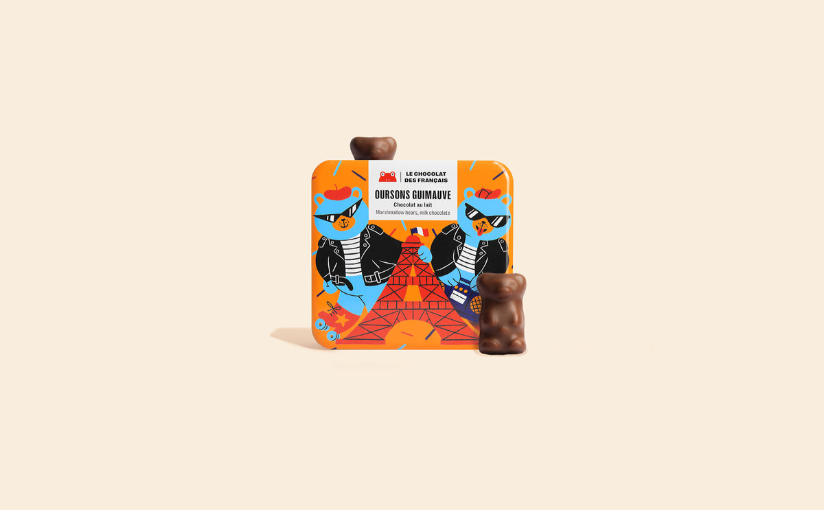Coffret 6 oursons guimauve chocolat au lait - packshot