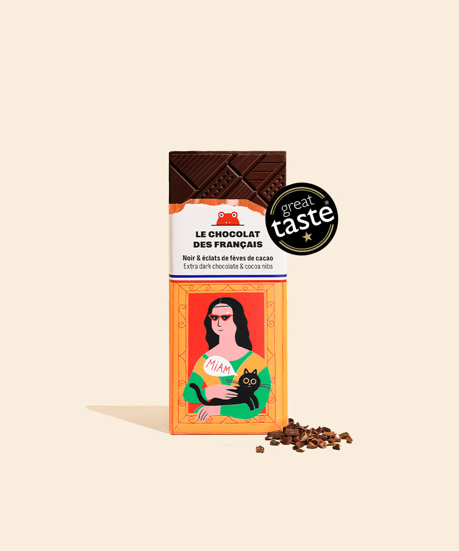 Mini tablette noir éclats de fèves de cacao