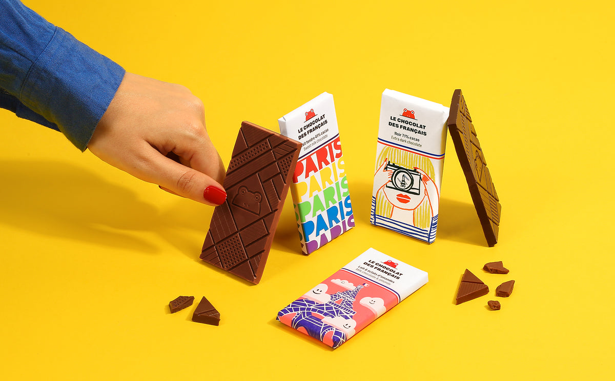 Coffret 3 mini tablettes chocolat au lait et noir - lifestyle