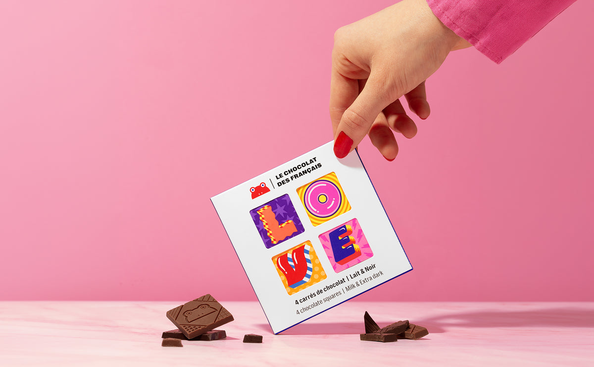 Coffret de 4 carrés de chocolat LOVE - lifestyle