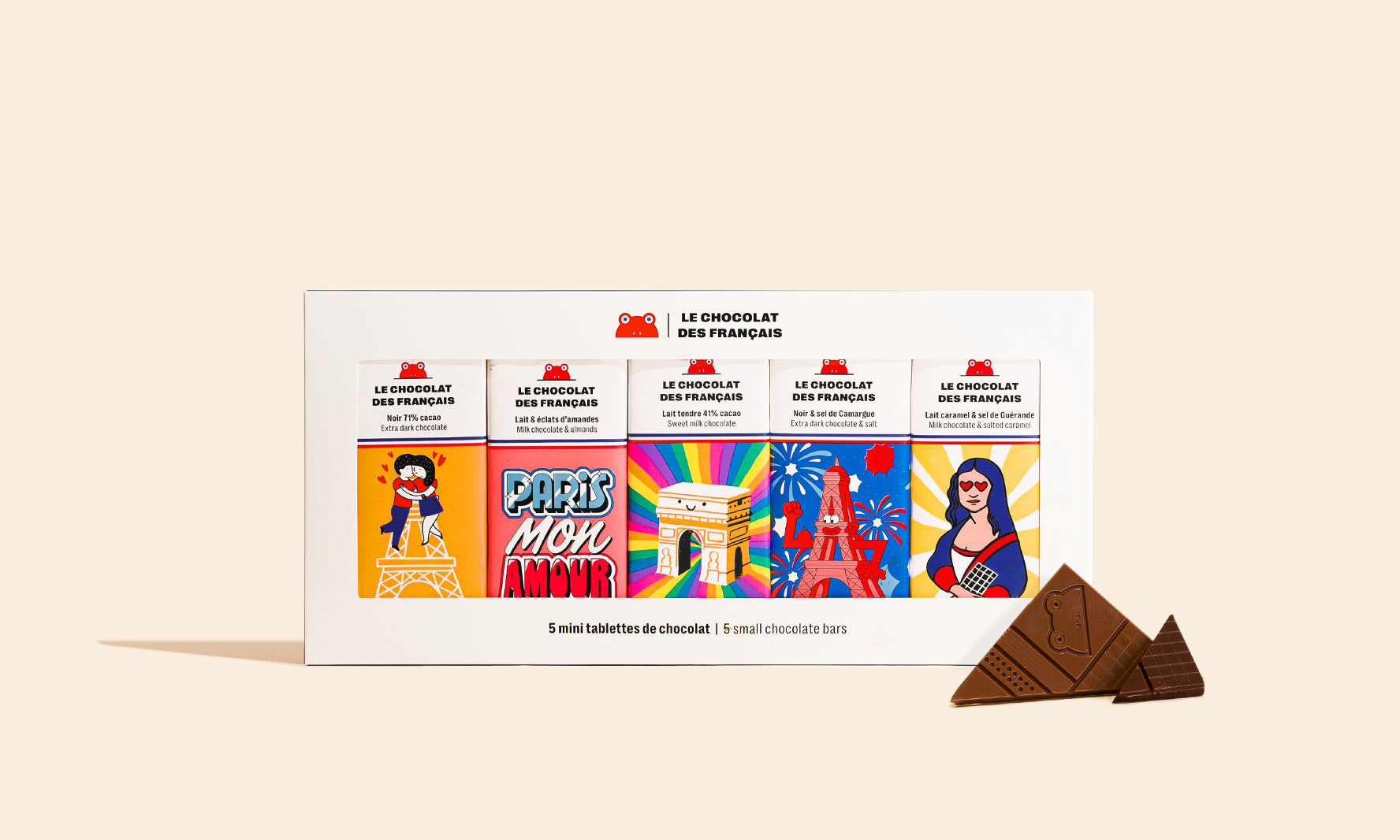 Coffret 5 mini tablettes de chocolat au lait et noir - packshot