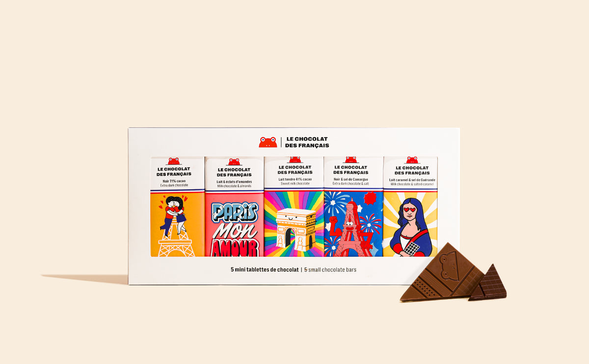 Coffret 5 mini tablettes de chocolat au lait et noir - packshot