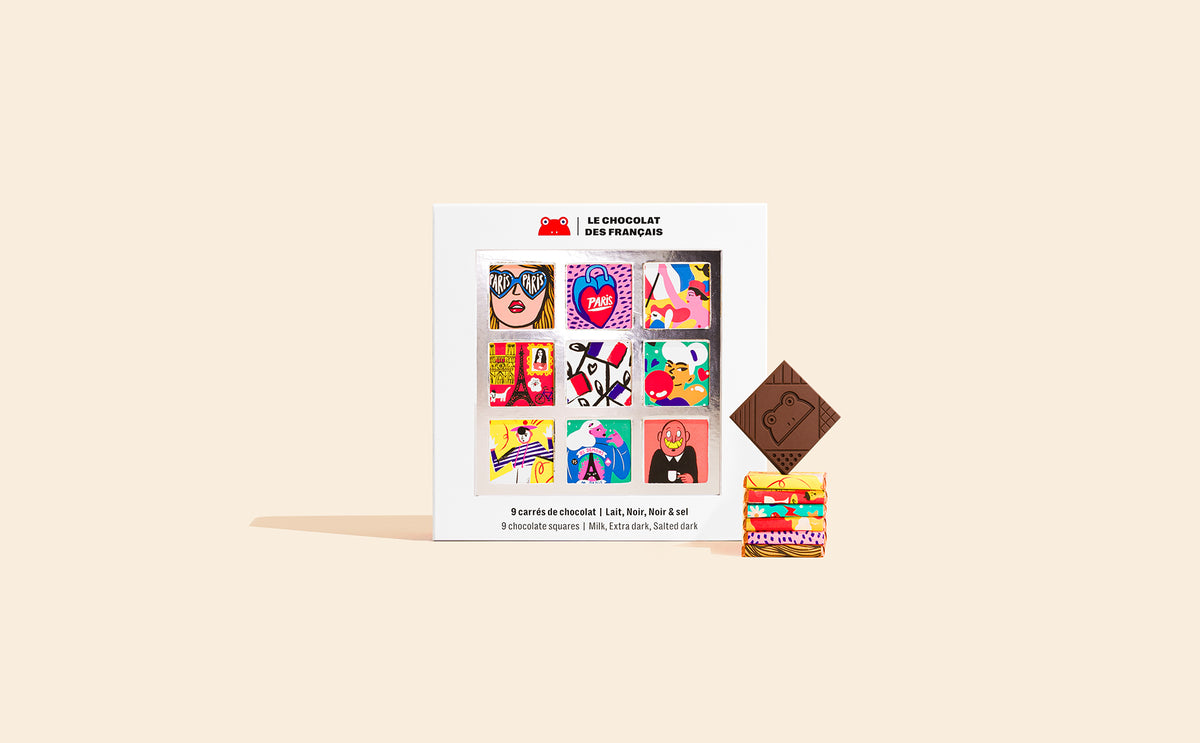 Coffret 9 carrés chocolat Parisien - packshot