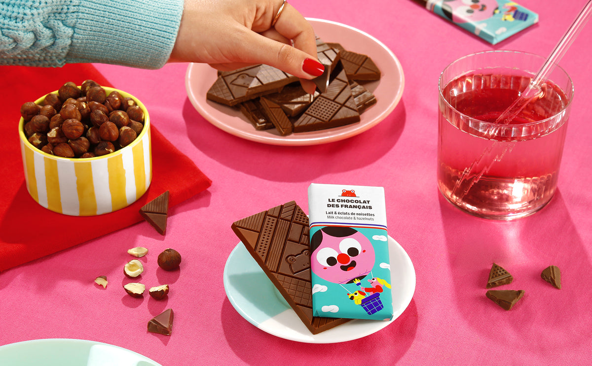 Mini tablette chocolat au lait noisettes Montgolfière - lifestyle
