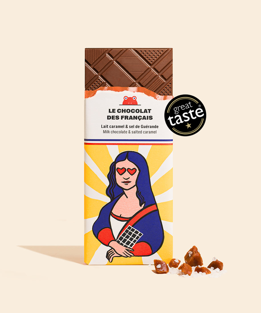 Tablette chocolat au lait, caramel & sel de Guérande Joconde - packshot