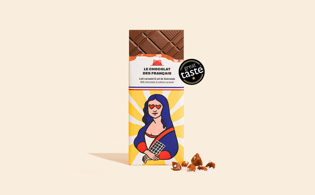 Tablette chocolat au lait, caramel & sel de Guérande Joconde - packshot
