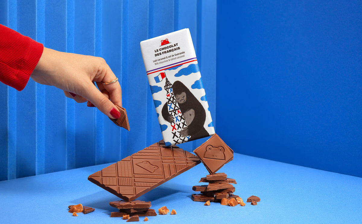 Tablette chocolat au lait, caramel & sel de Guérande King Kong - lifestyle