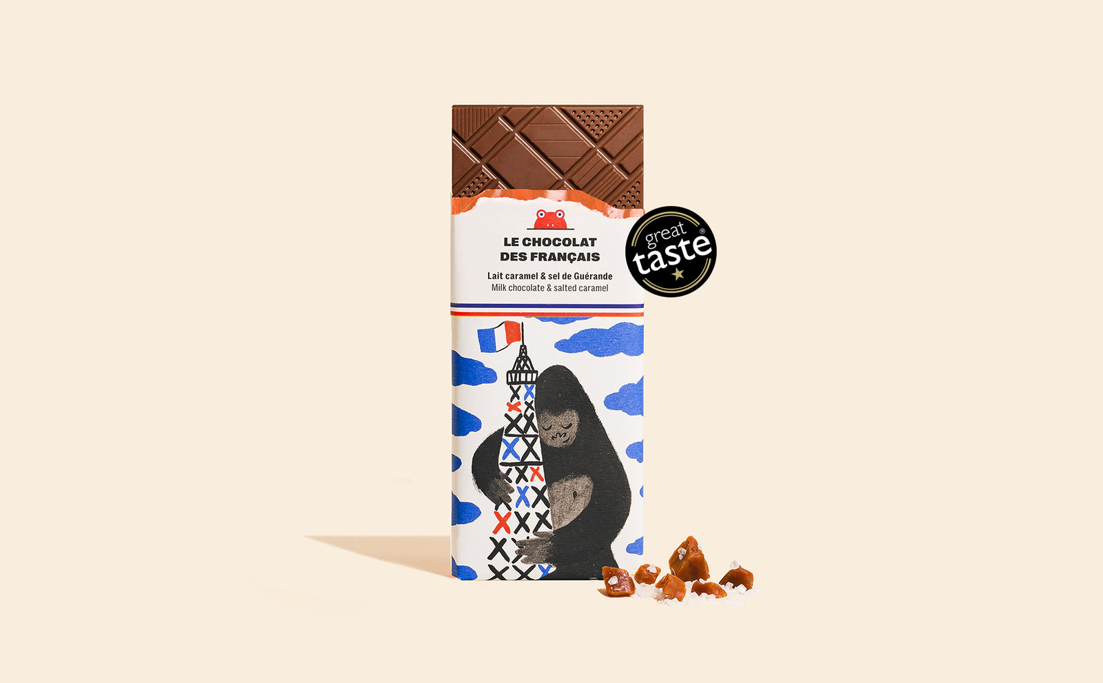 Tablette chocolat au lait, caramel & sel de Guérande King Kong - packshot