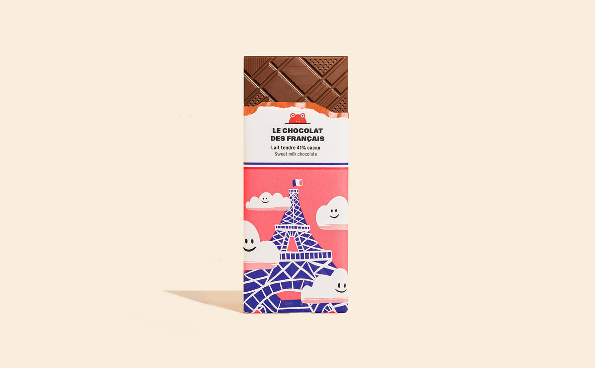 Tablette chocolat au lait Tour Eiffel nuages - packshot