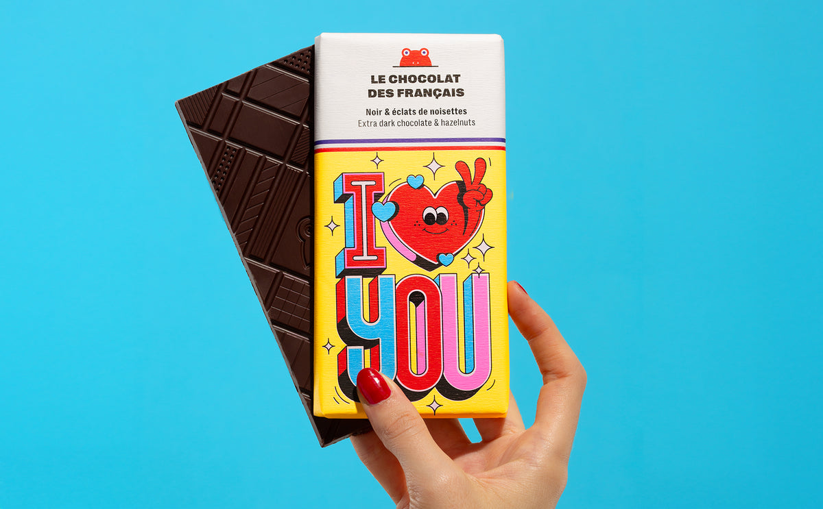 Tablette chocolat noir noisettes I love you - lifestyle
