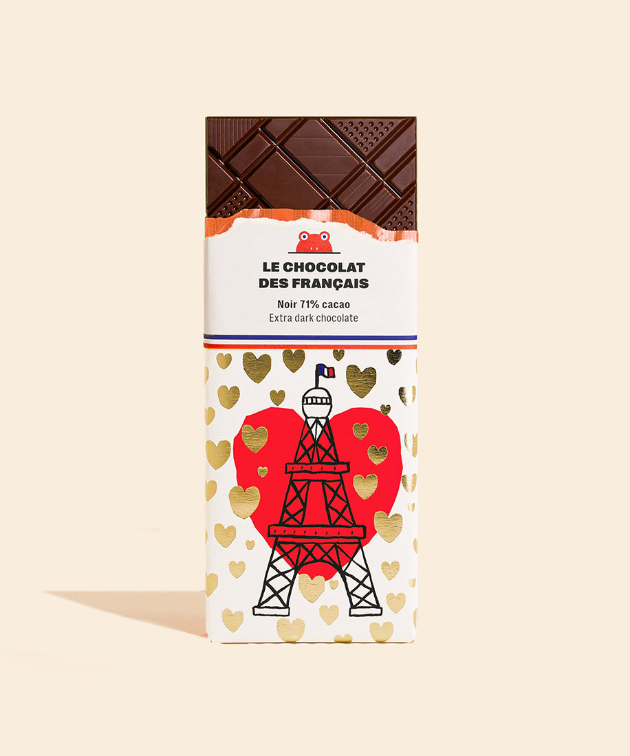 Tablette chocolat noir Tour Eiffel coeur - packshot